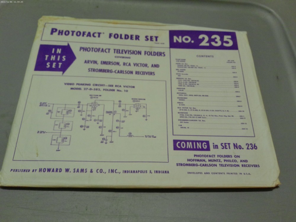 SAMS PHOTOFACT FOLDER SET NO.235