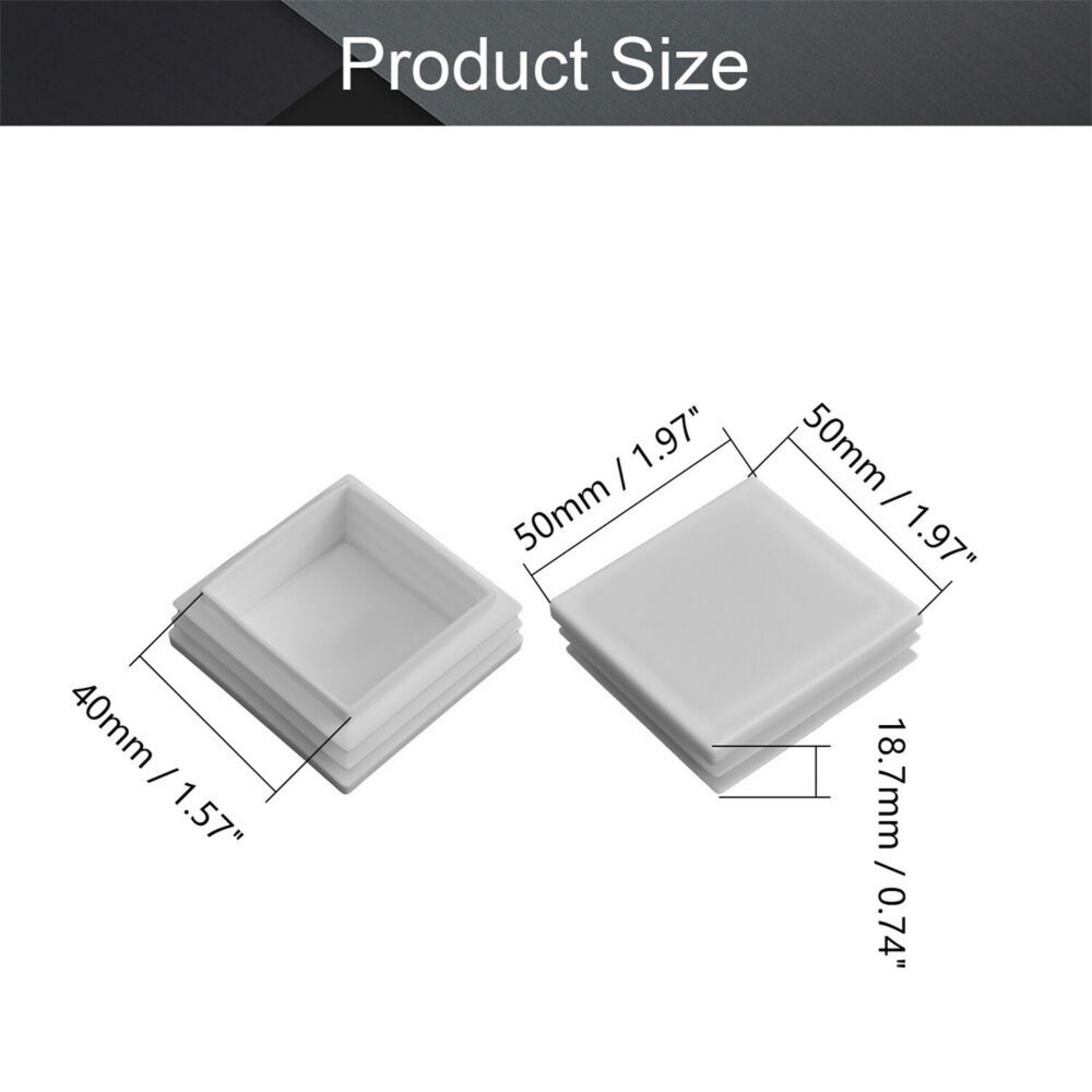 8/20Pcs Square Tube Hole Plug Plastic End Cap for Chair Table Glide Insert