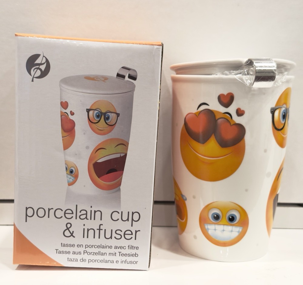 Doubled-walled Emoji Porcelain Cup & Infuser