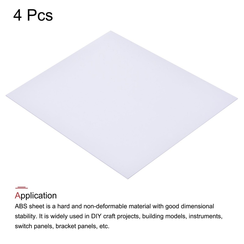 White ABS plastic sheet 10x8x0.02 inches, panel, 4pcs