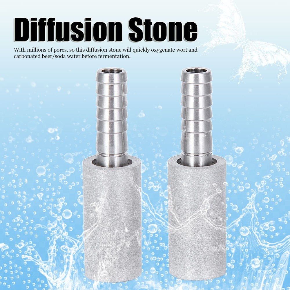 2Pcs 0.5μm Diffusion Stone Stainless Steel Aeration Stone With 1/4 Outer