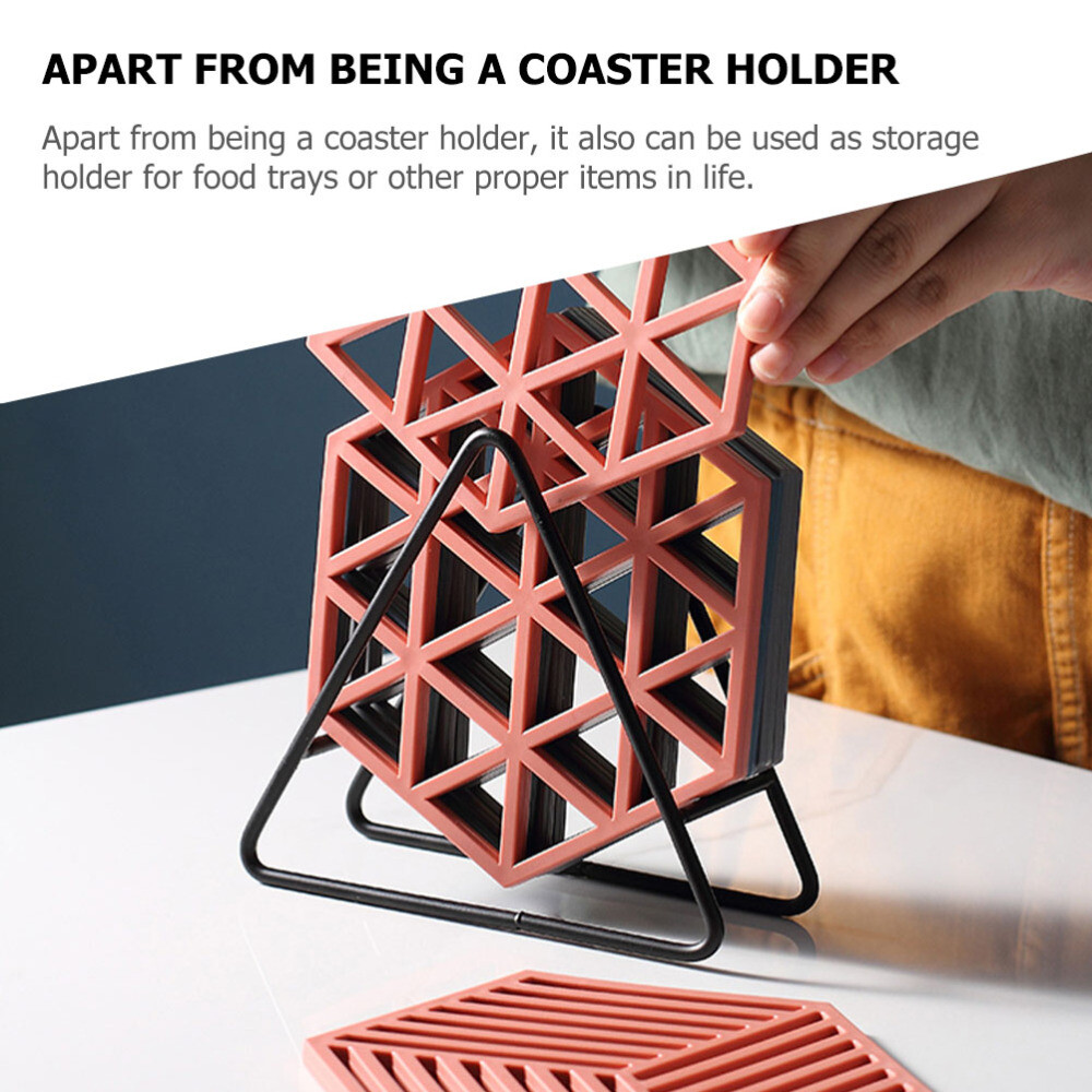 Coaster Holder Black Triangle Coaster Holder Display Stand for Plates Coasters