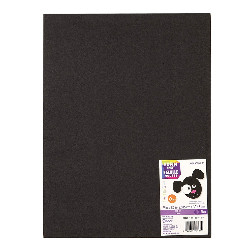 Foam Sheet 9X12 6mm-Black 1 Sheet