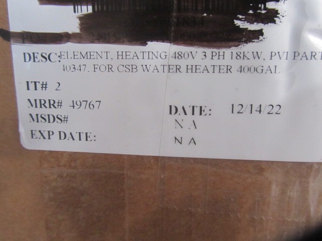 PVI 40357 Heating Element 18KW 480V 3 Phase