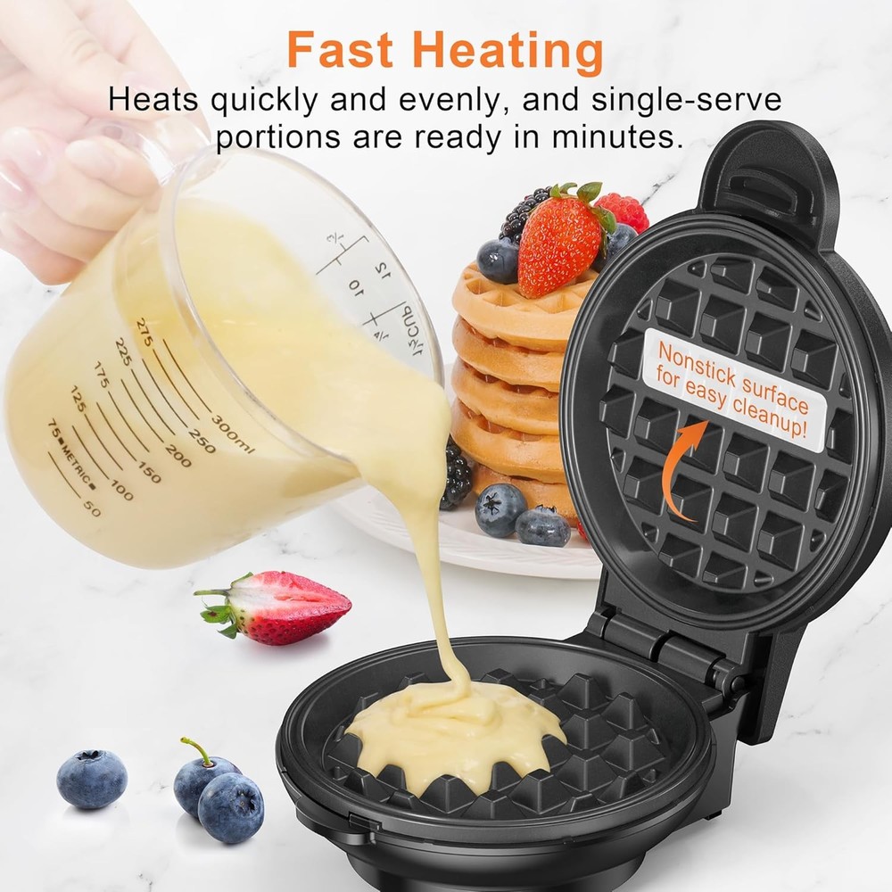 Mini Waffle Maker 4 Inch Nonstick Compact Design
