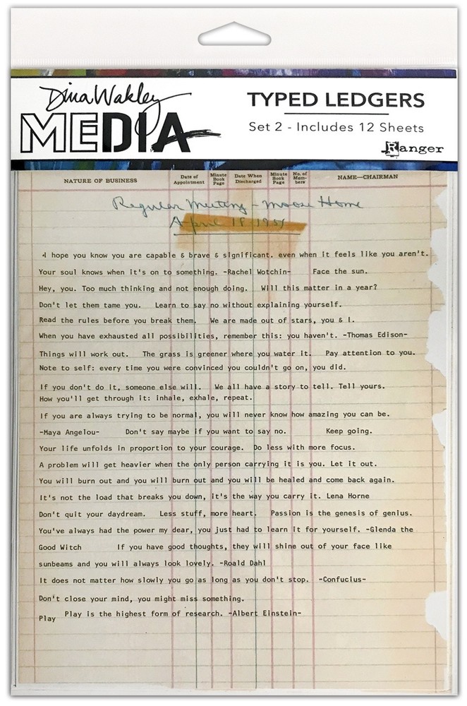 Dina Wakley Media Typed Ledgers 12/Sheets-Set 2