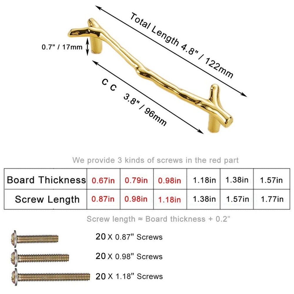 10Pcs Branch Pulls Vintage Tree Twig Branch Cabinet Knobs Pull Handle,3.8" CC...