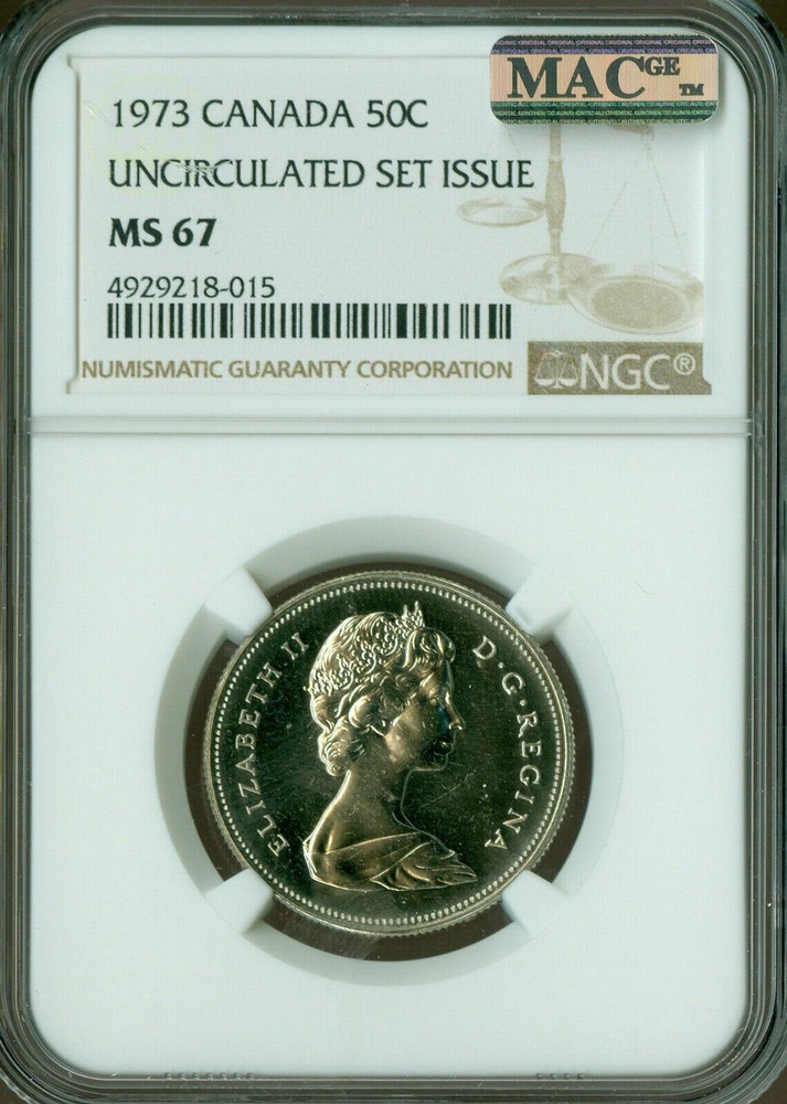 1973 CANADA 50 CENTS NGC MS67 MAC SPOTLESS *