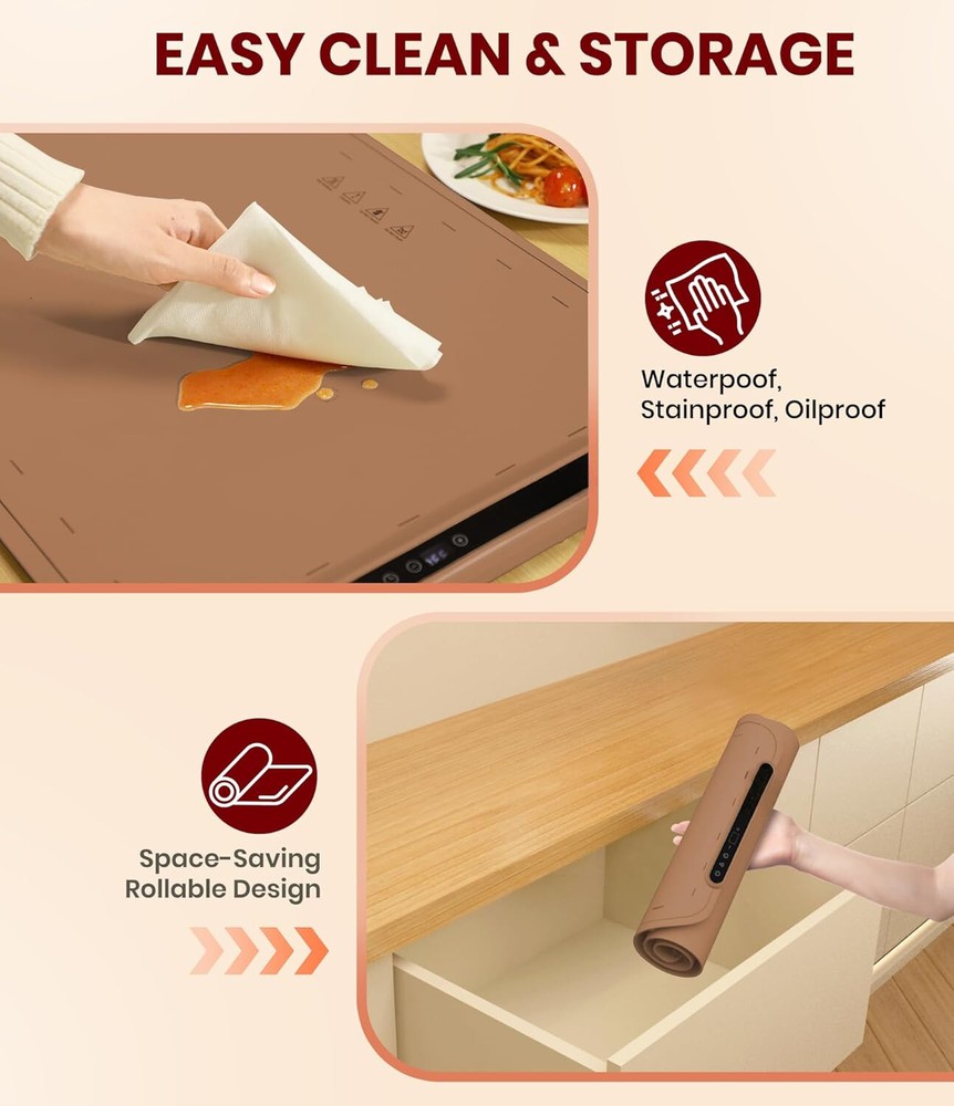 FoodWarming Pad,Silicone Heating Padwith7Temperature Levels andAuto-Off Function