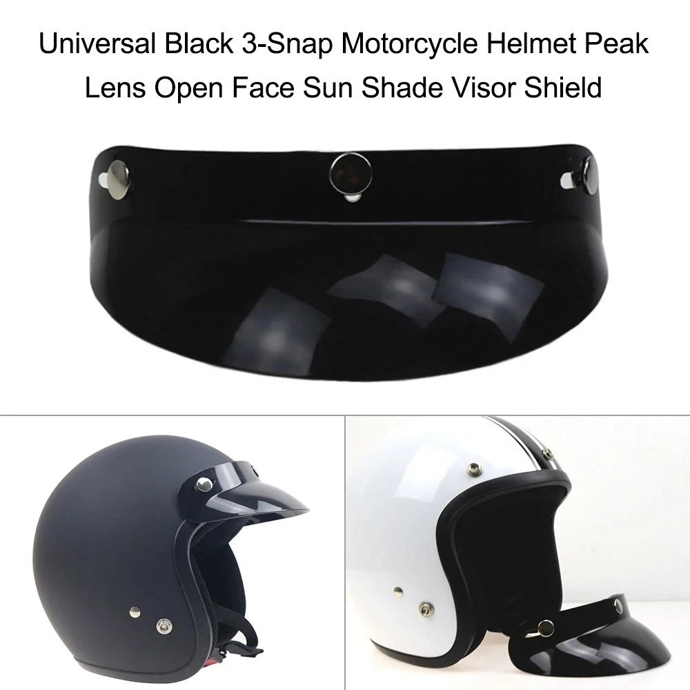 Black Classic Open Face Motorcycle Helmet Replacement Universal Peak Visor UK