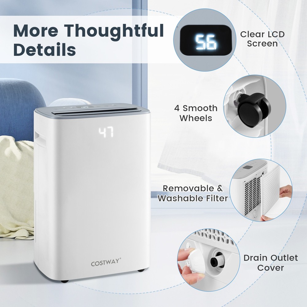 52 Pint Dehumidifier for Basement 4500 Sq. Ft Portable Dehumidifier 24H Timer