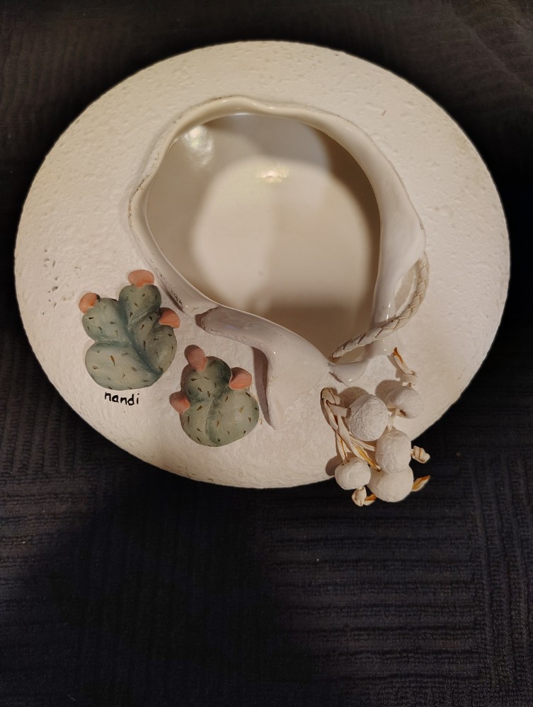 Nandi Pottery Signed Planter Hand Painted Cactus
