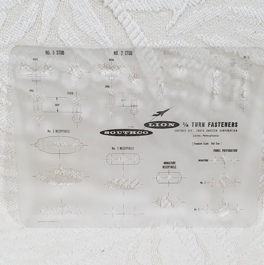 SOUTHCO LION TURN FASTENERS TEMPLATE ENGINEERING DRAFTING ARCHITECT TOOL GUIDE