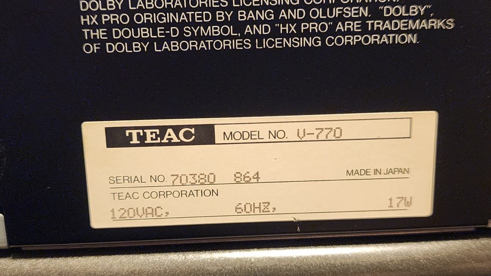 TEAC V-770 3-Head Hi-End Cassette Deck with Original Manual & Working Great ✨️