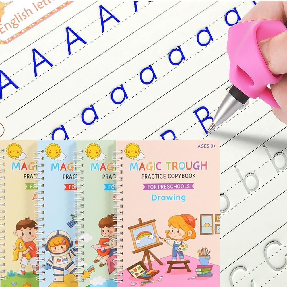 AALGO 4 Pc Magic Grooved Writing Practice for Kids - white