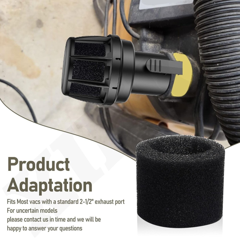 Muffler Diffuser Wet/Dry Vac 2 inches (inside) x 2.25 (outside), Black