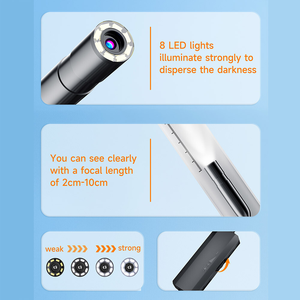 For iPhone 15 14 13 Pro Max Samsung Endoscope Inspection Camera Borescope Cable