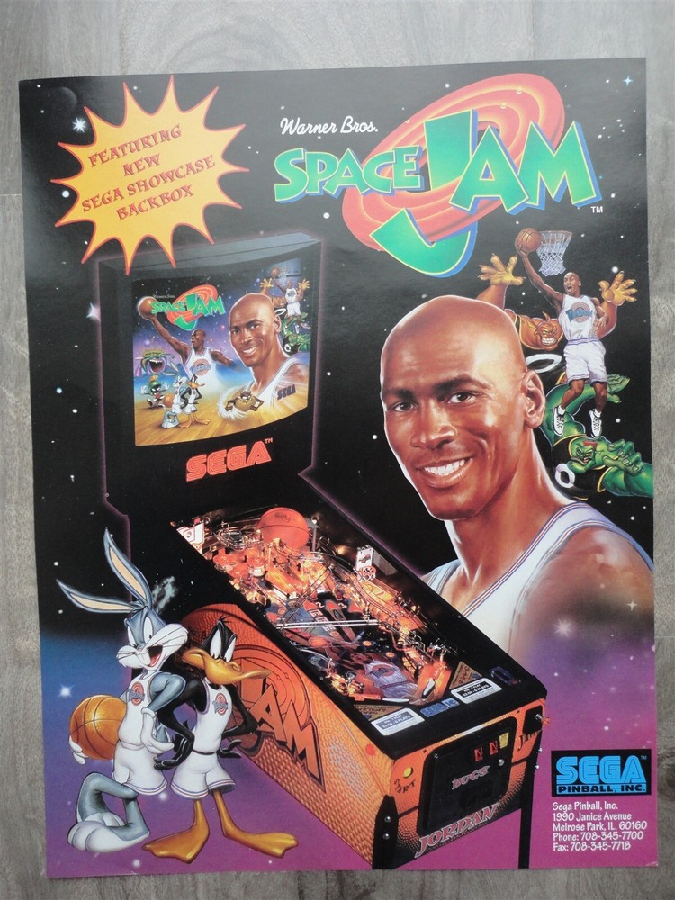 Space Jam Pinball Machine Flyer Original Michael Jordan Brochure