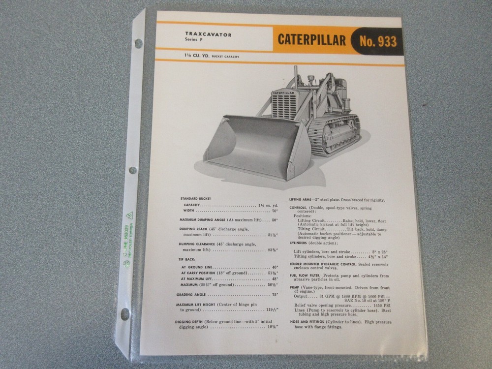 Caterpillar 933 Crawler Loader Brochure 1958