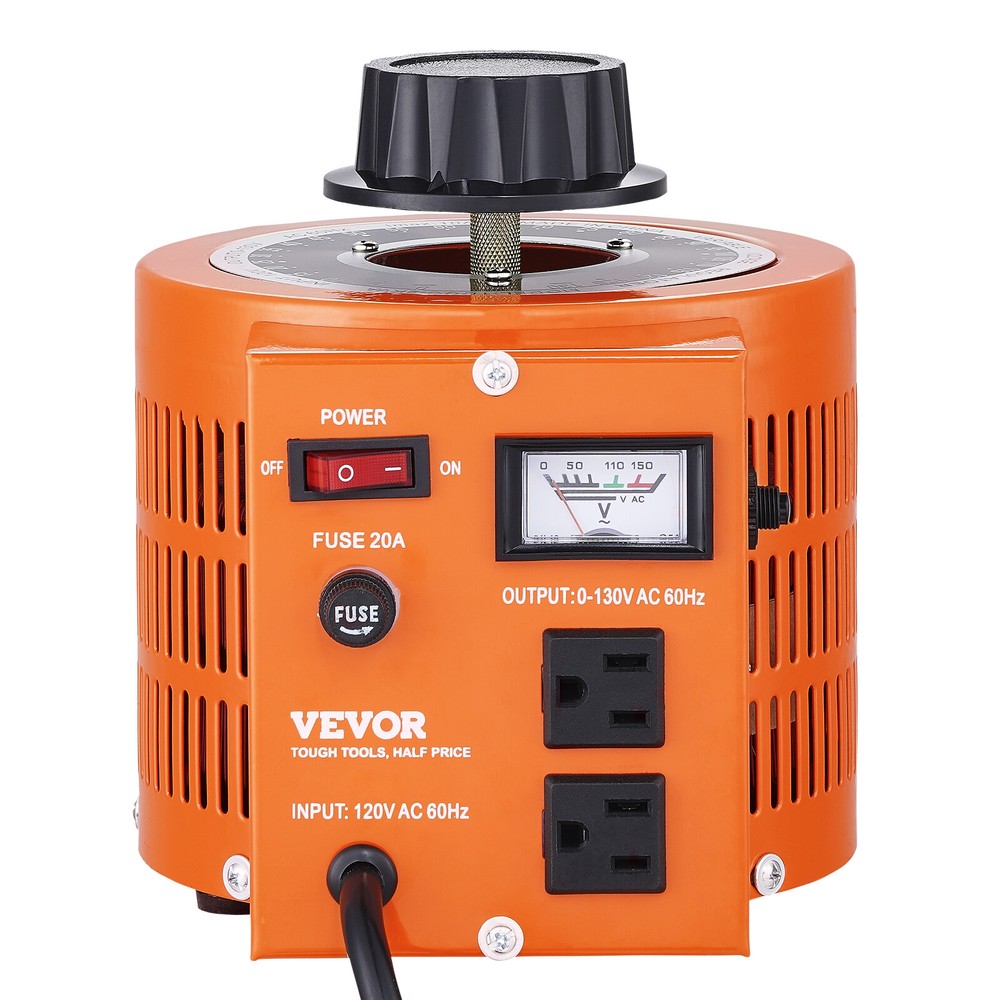 VEVOR 2000VA Variable Voltage Transformer 20A 0-130V AC Voltage Regulator
