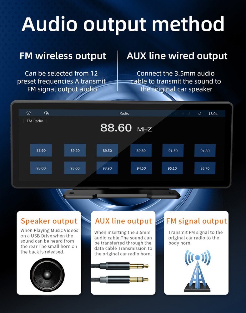 Portable Smart Multimedia MP5 Player Audio Dashboard Console 9.30 Inch Display