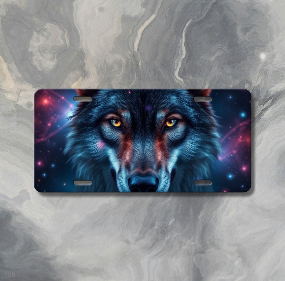 Hyperrealistic Wolf License Plate Optional Text Vanity Plate Special Gift