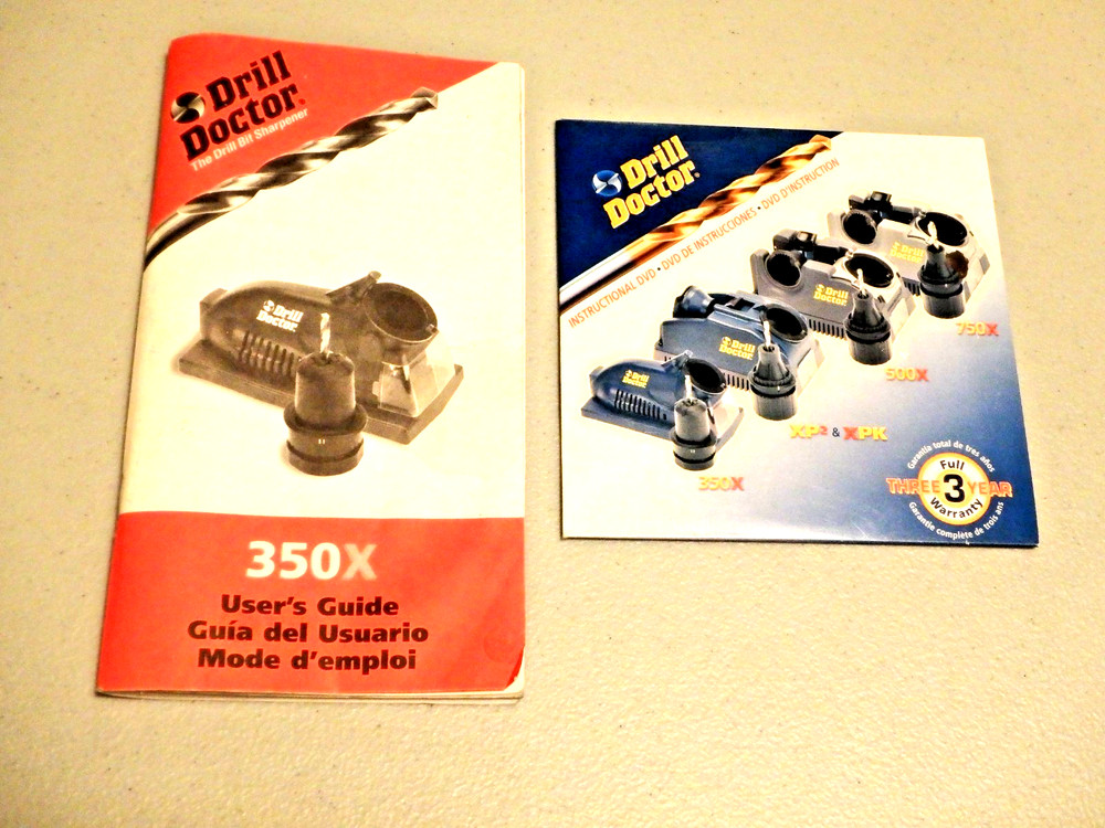 DRILL DOCTOR DRILL BIT SHARPENER 350X WITH USERS GUIIDE + DVD