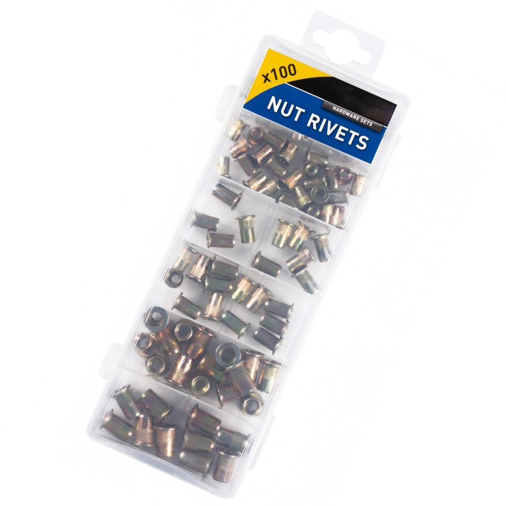 Bluespot 100 Pce Nut Rivets (M3 - M6) Mixed Selection