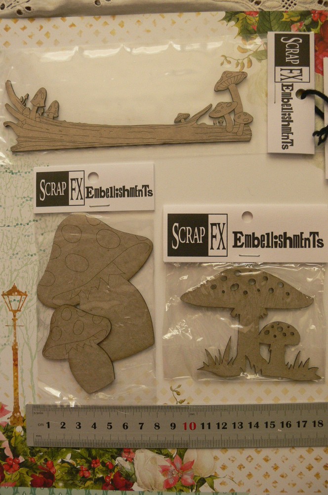 CHIPBOARD DieCut TOADSTOOL, MUSHROOMS, TOADSTOOL LOG - 3 Style Choice Scrap FX G