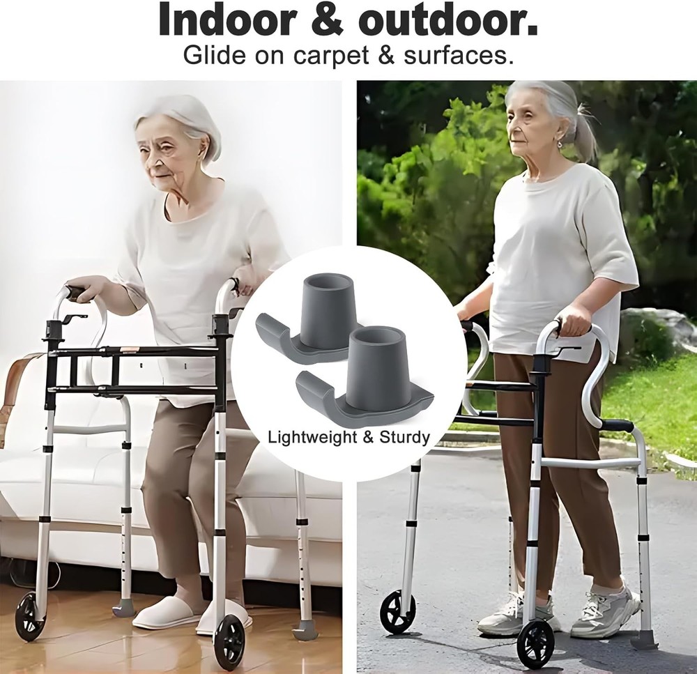 Enhanced Stability Walker Ski Glides - 2-Pack Durable Mobility Aids for Seniors