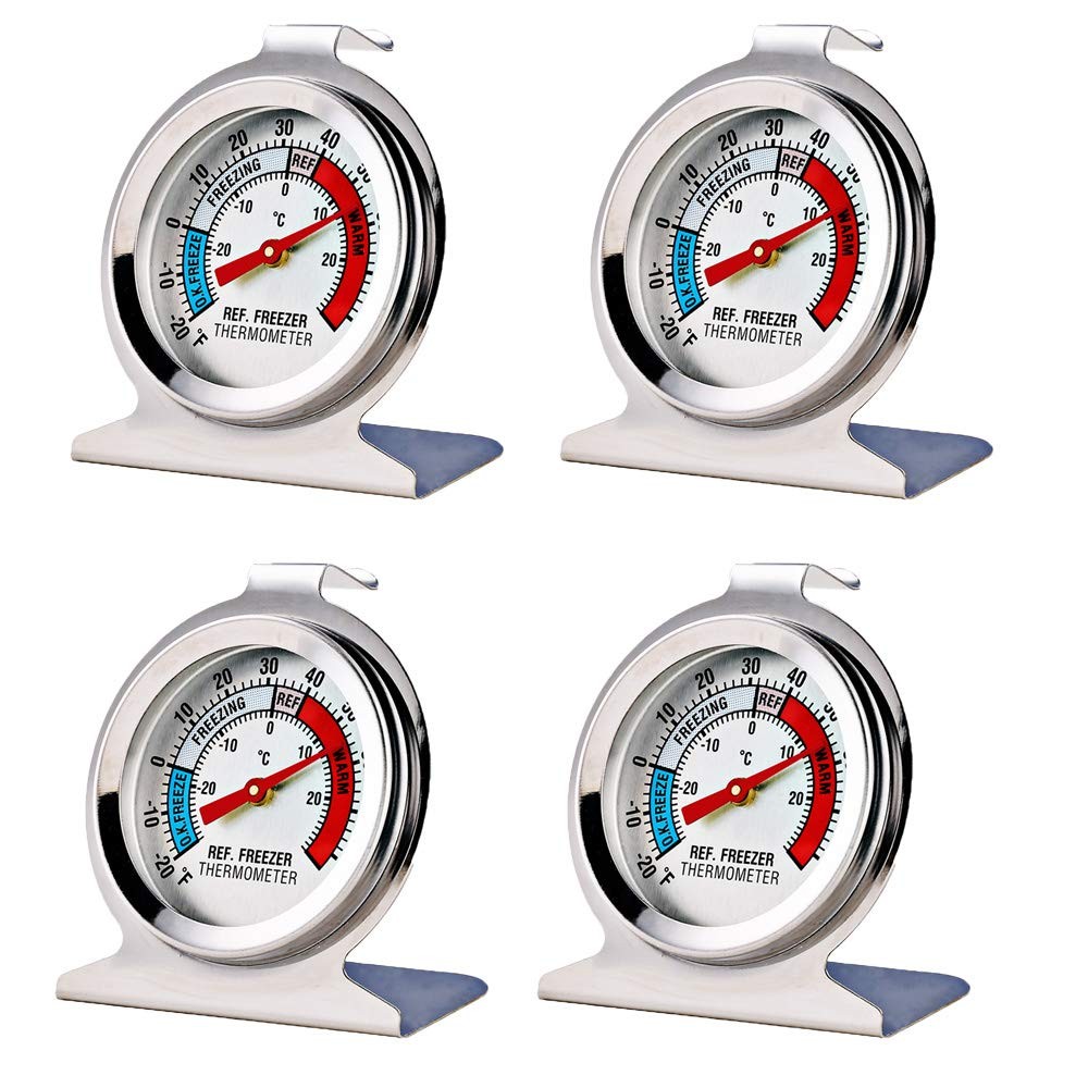 4 Pack Refrigerator Freezer Thermometer Large Dial Analog Thermometer..