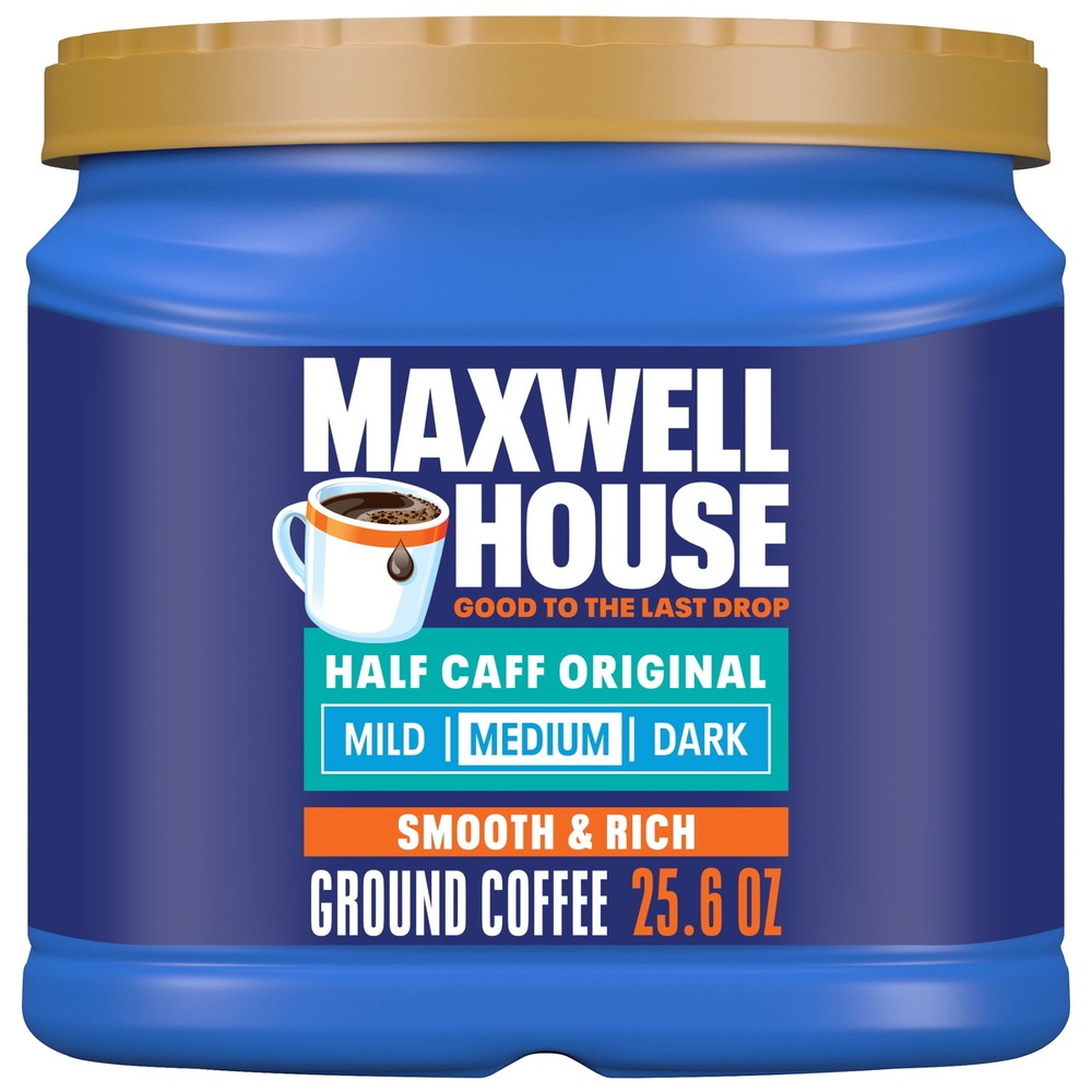 Maxwell House Half Caff Ground Coffee, 25.6 oz. Canister Quick refreshment