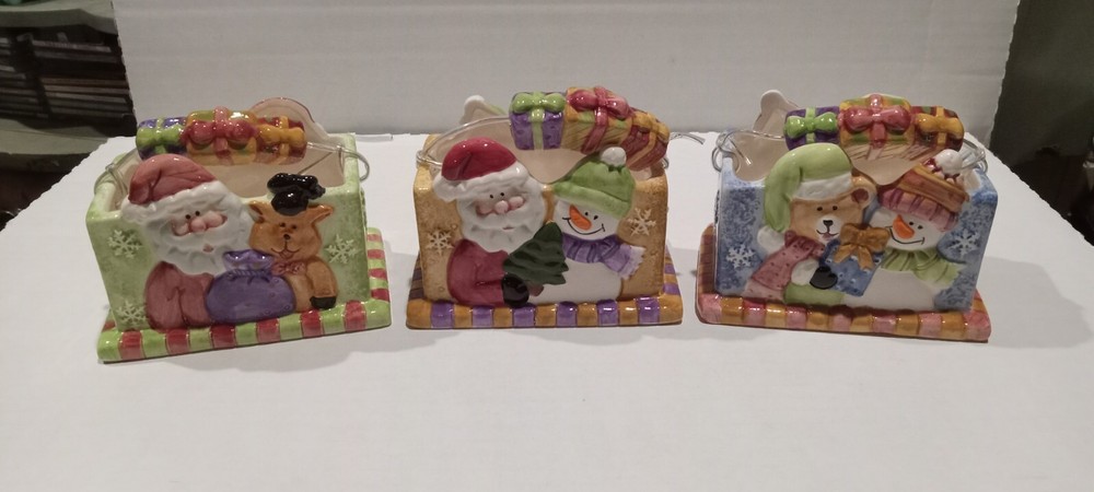 Set Of 3 Ceramic Christmas Baskets