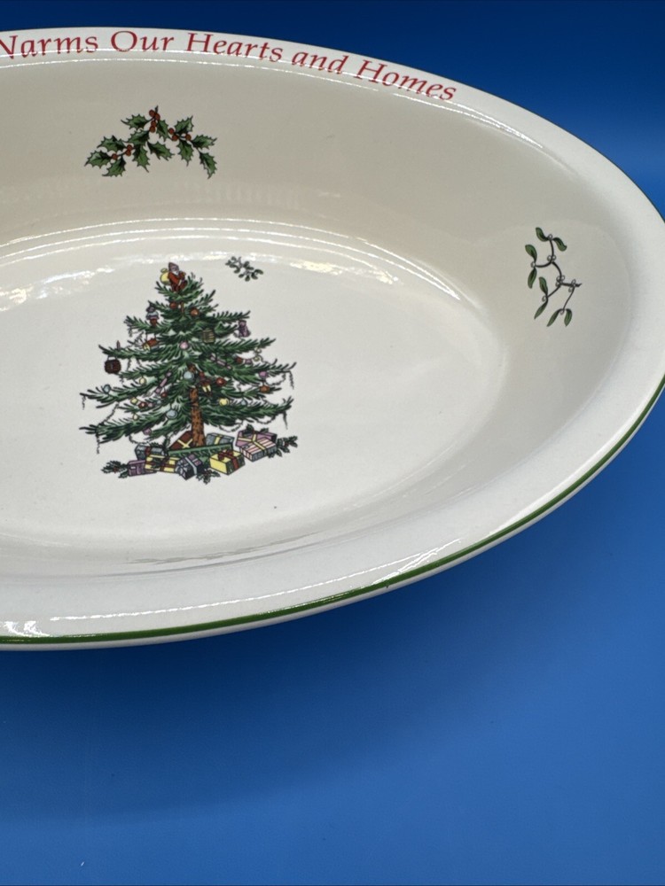Spode Christmas Tree Sentiment Oval Rim Dish