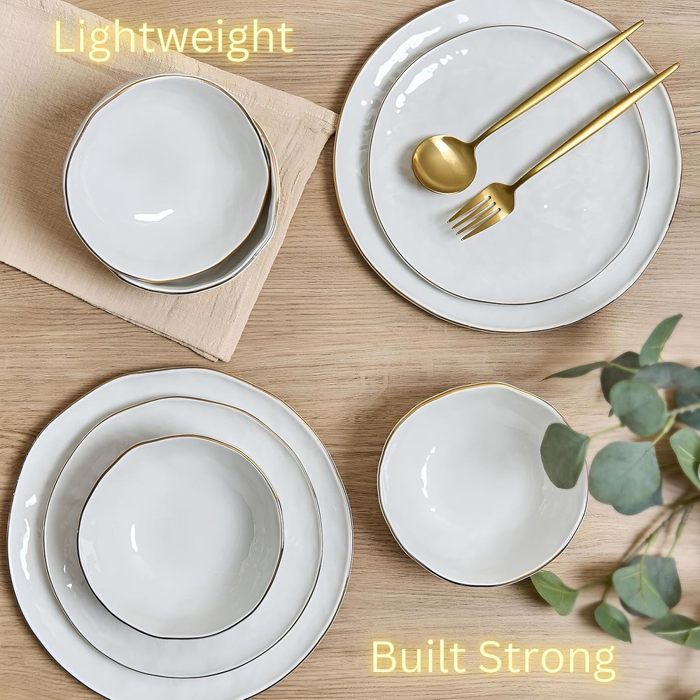 Sango 12-Piece Lightweight Stoneware Dinnerware Set for 4, Glossy Vanilla White