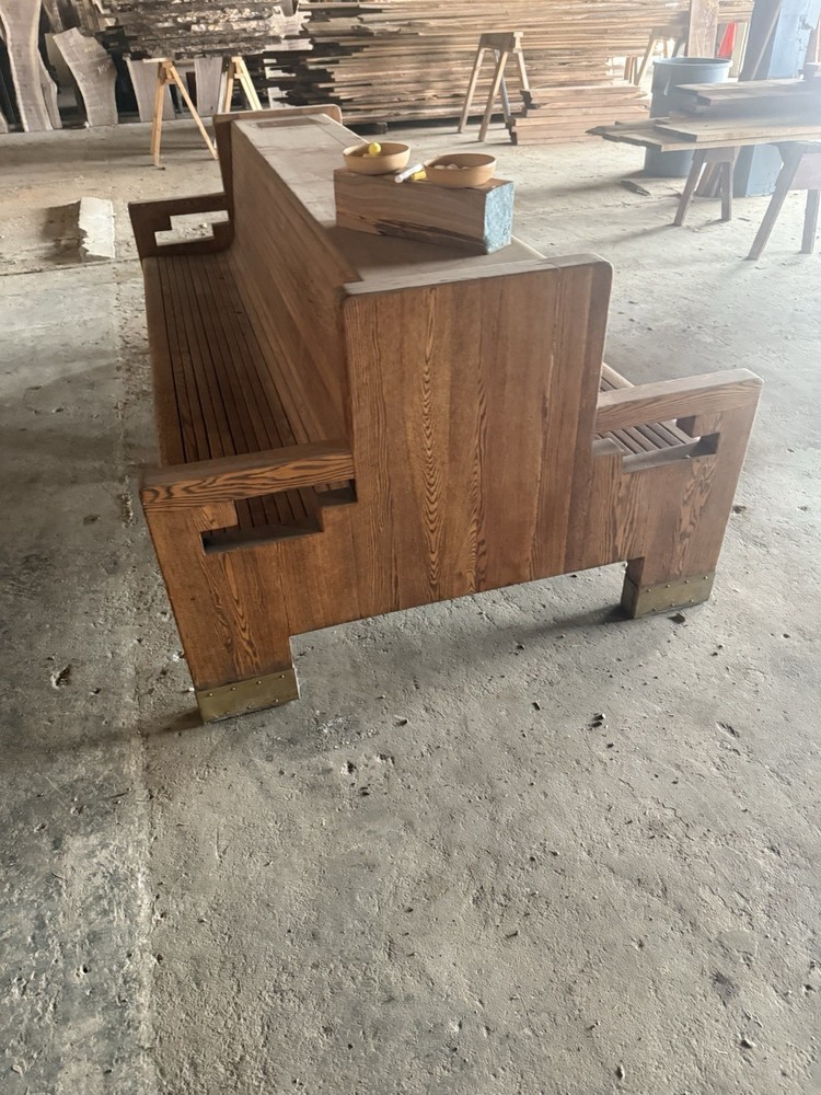 1920’s Train Bus Station Bench Solid Oak