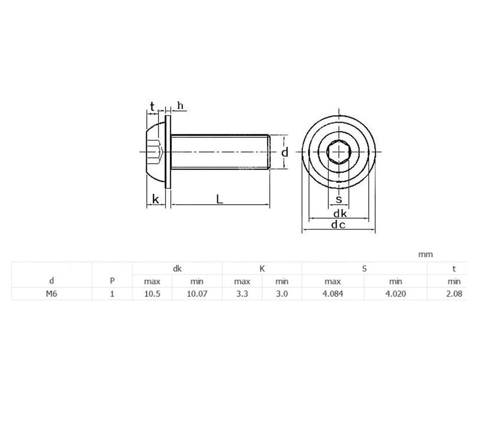 35pcs M6-1.0 x 20mm Flanged Button Head Socket Cap Screw Bolts, Allen Socket ...