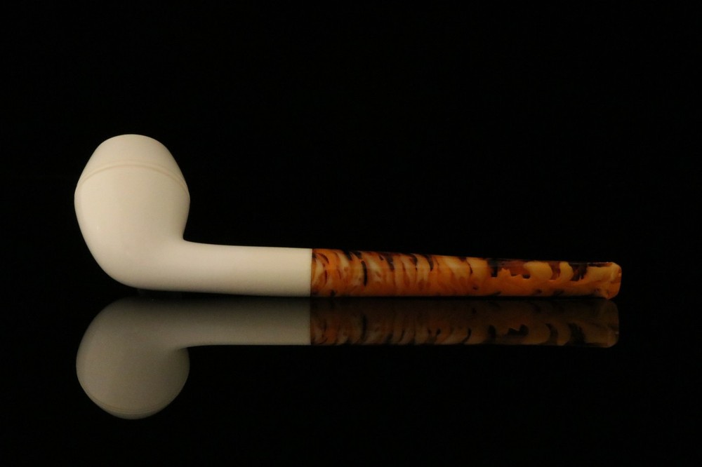 srv - Rhodesian Straight Block Meerschaum Pipe with fitted case M2928