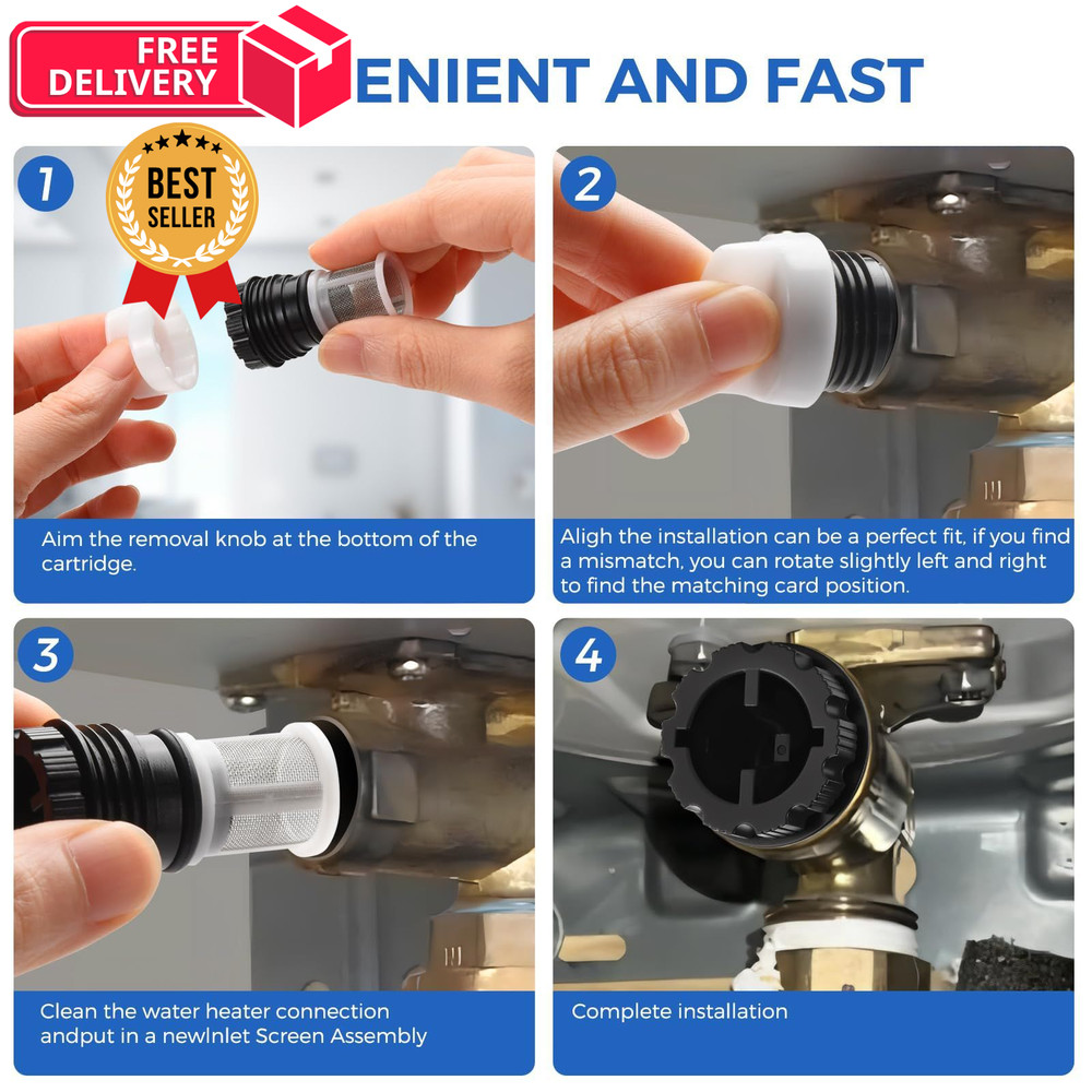 H98-510-S tankless Water Heater Filter Kit for Rinnai Black