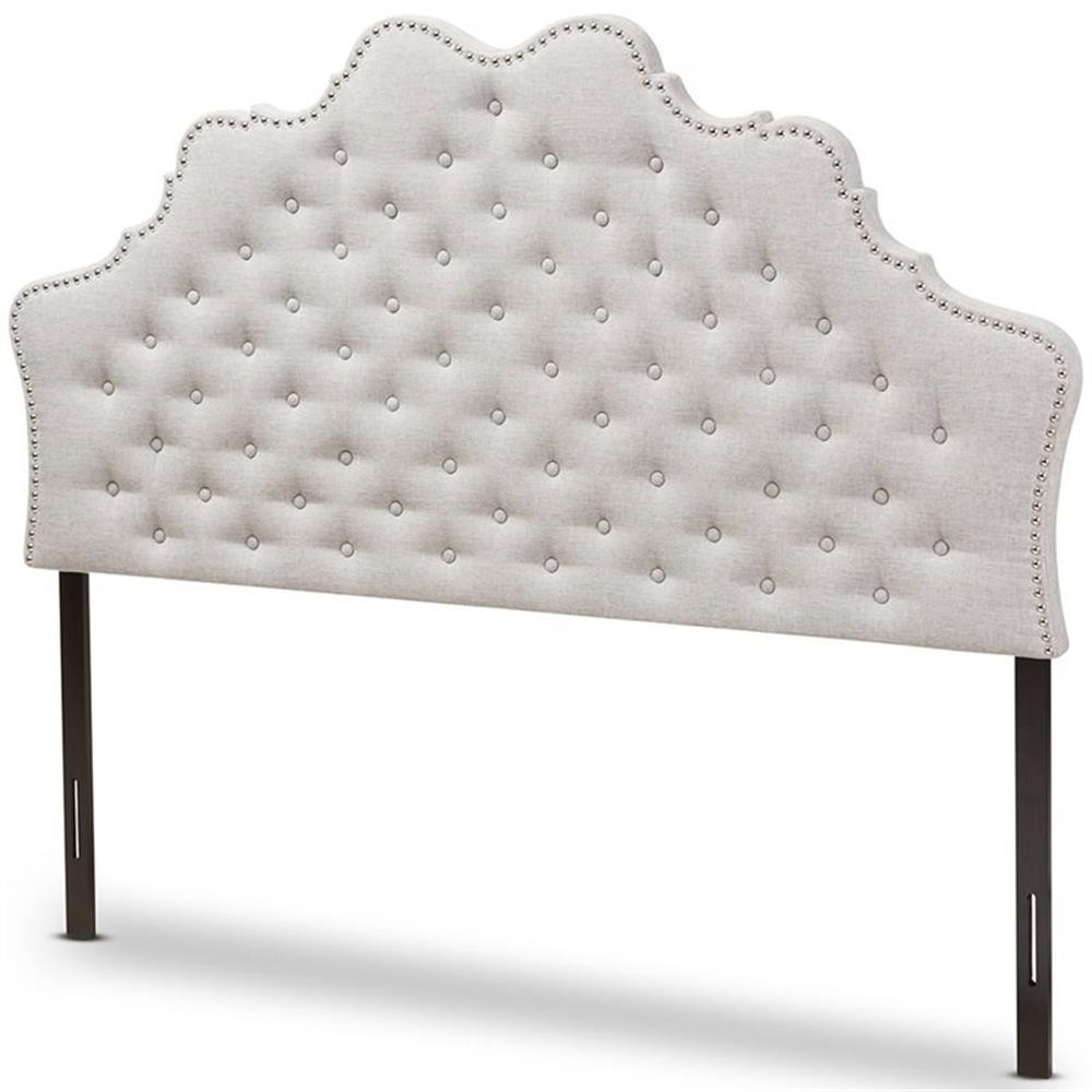 Baxton Studio Hilda Tufted King Panel Headboard in Grayish Beige