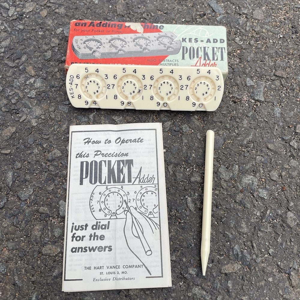 Vintage Kess-Add Pocket Adder calculator Hart Vance Co. Math Complete