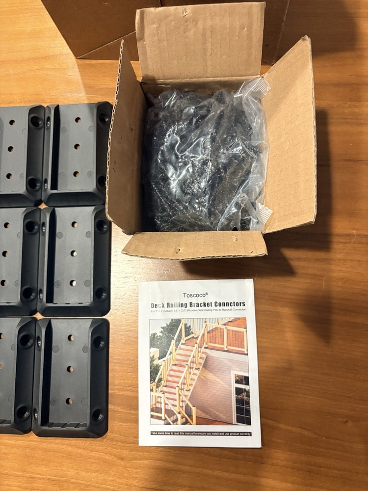 27 TOSCOCO Deck Railing Brackets, 2x4, Black, PP Plastic, With Screws