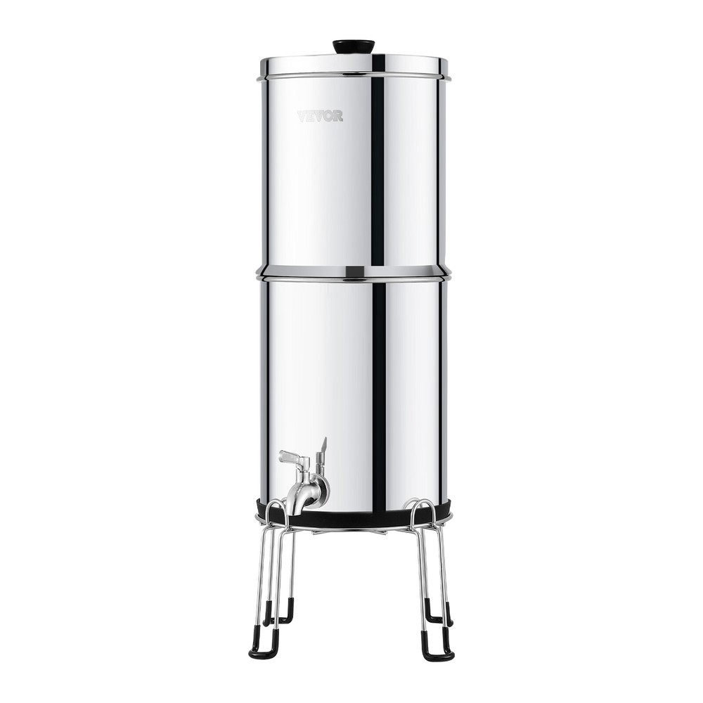 2.25G Gravity-fed Water Filter Countertop System Stainless Steel 2 Filters