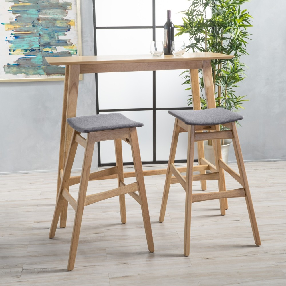 Ethel Natural Oak Finish Rectangular 3 Piece Bar Set