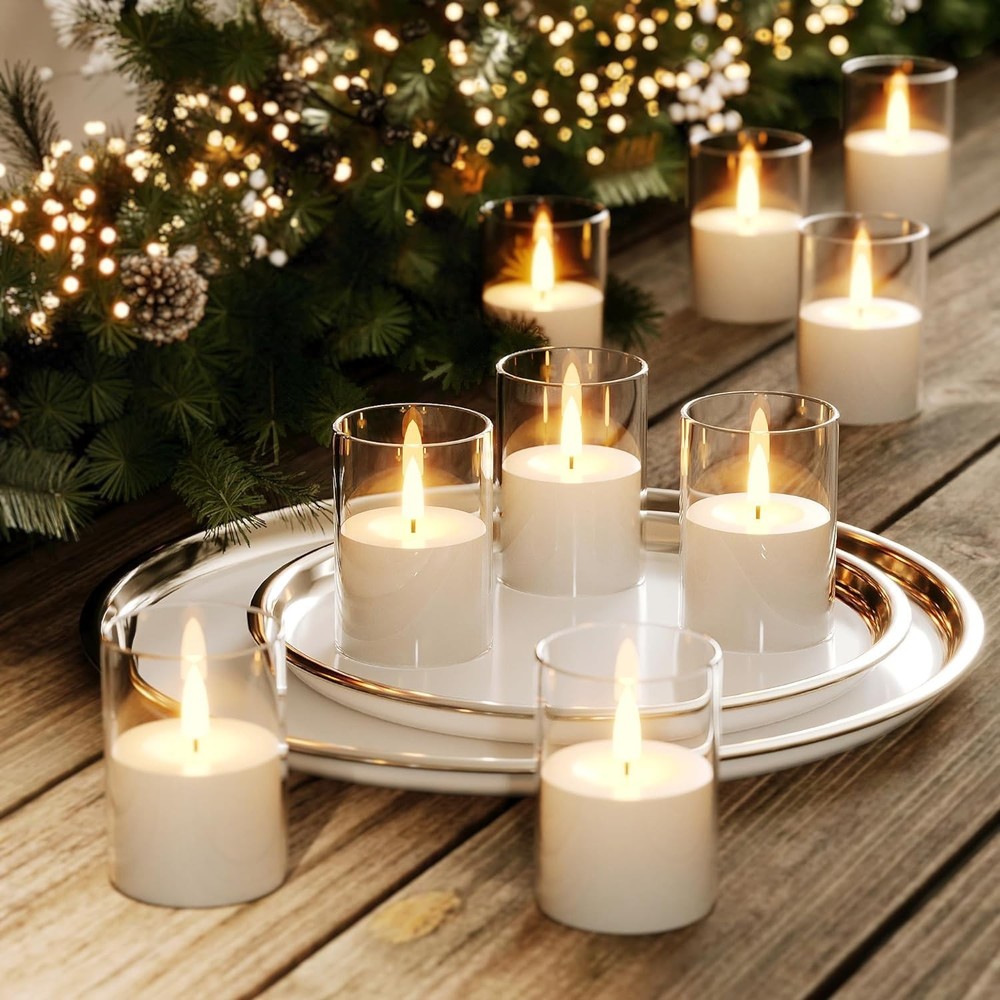 12Pack Flickering Flameless LED Candles with Timer, Battery Powered - Small P...