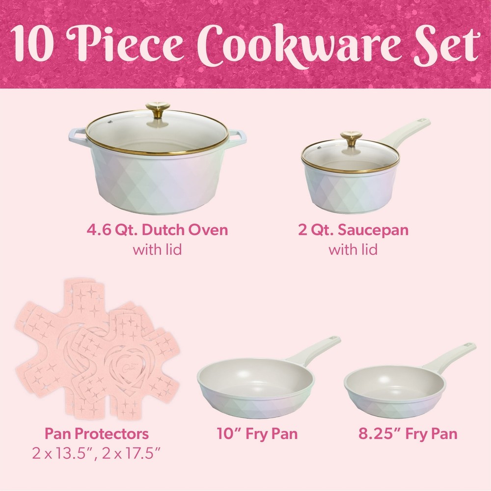 Paris Hilton 10-Piece Ceramic Nonstick Cookware Set