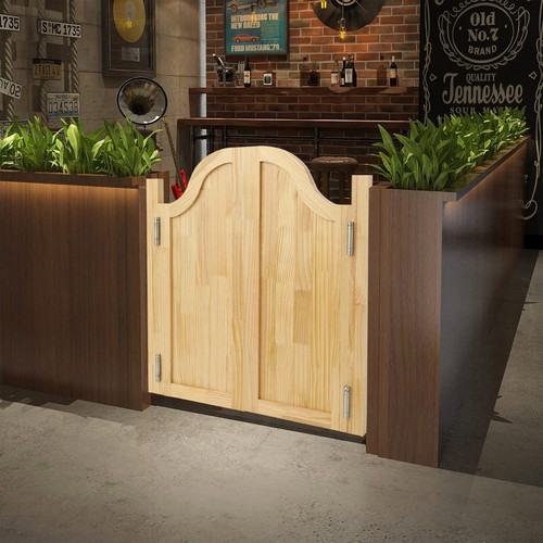 Log Color Swing Solid Wood Door, Partition Door for Shop Entrance Partition