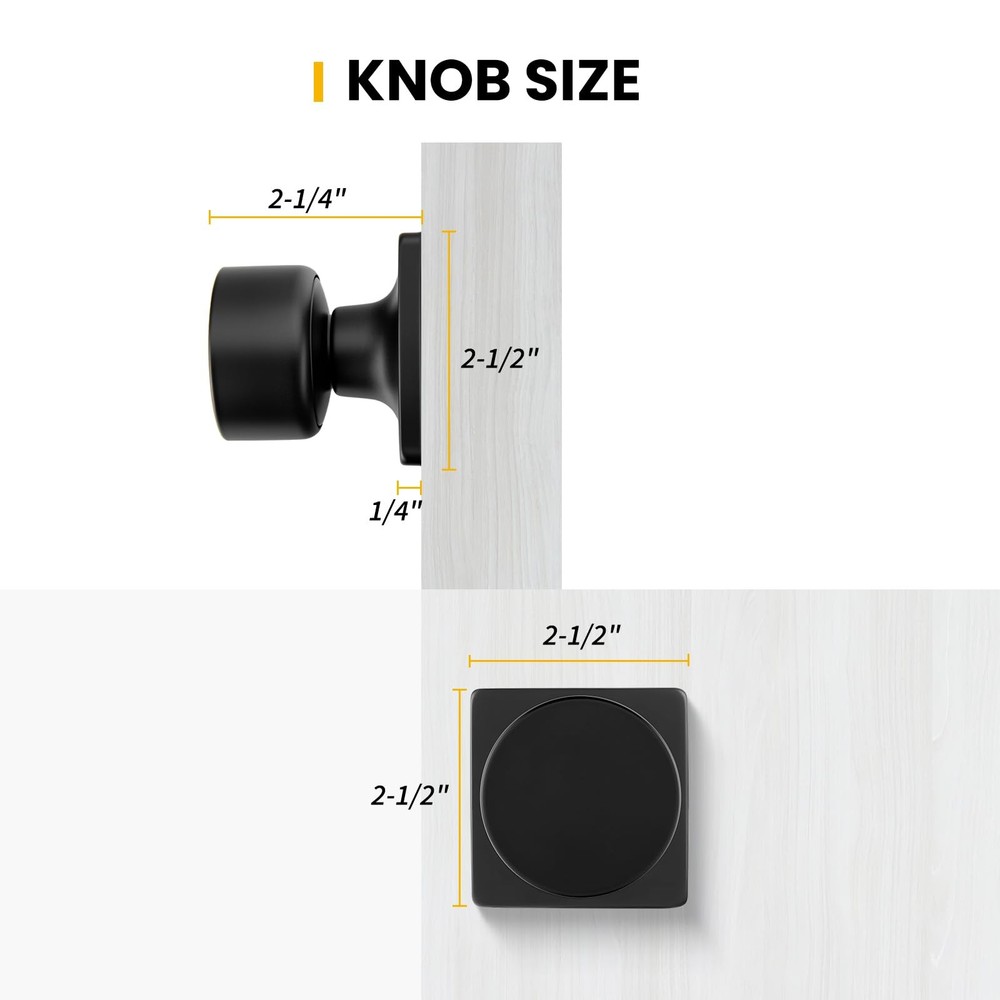 Matte Black Dummy Door Knobs No-Function, Single-Side Black Door Knobs for Ha...