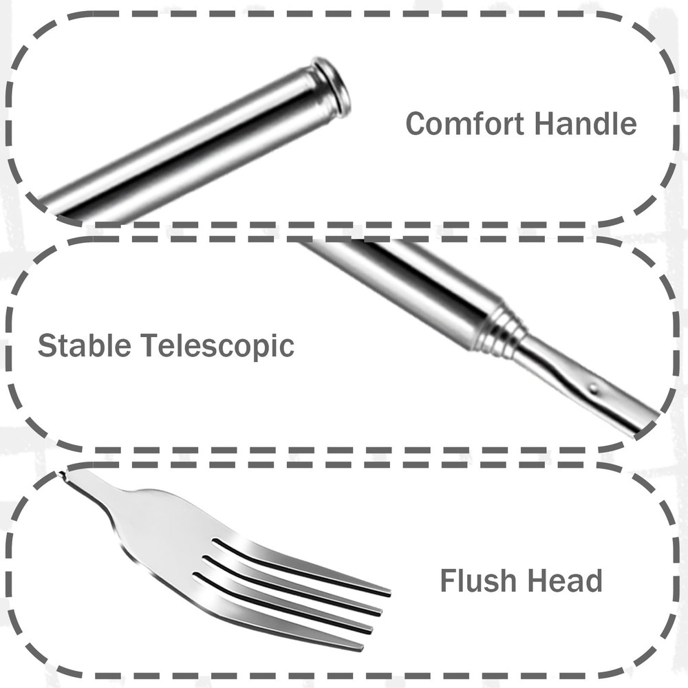 2Pcs Extendable Forks 8.7 to 25.6 Inch Adjustable Telescopic Fork, Stainless ...