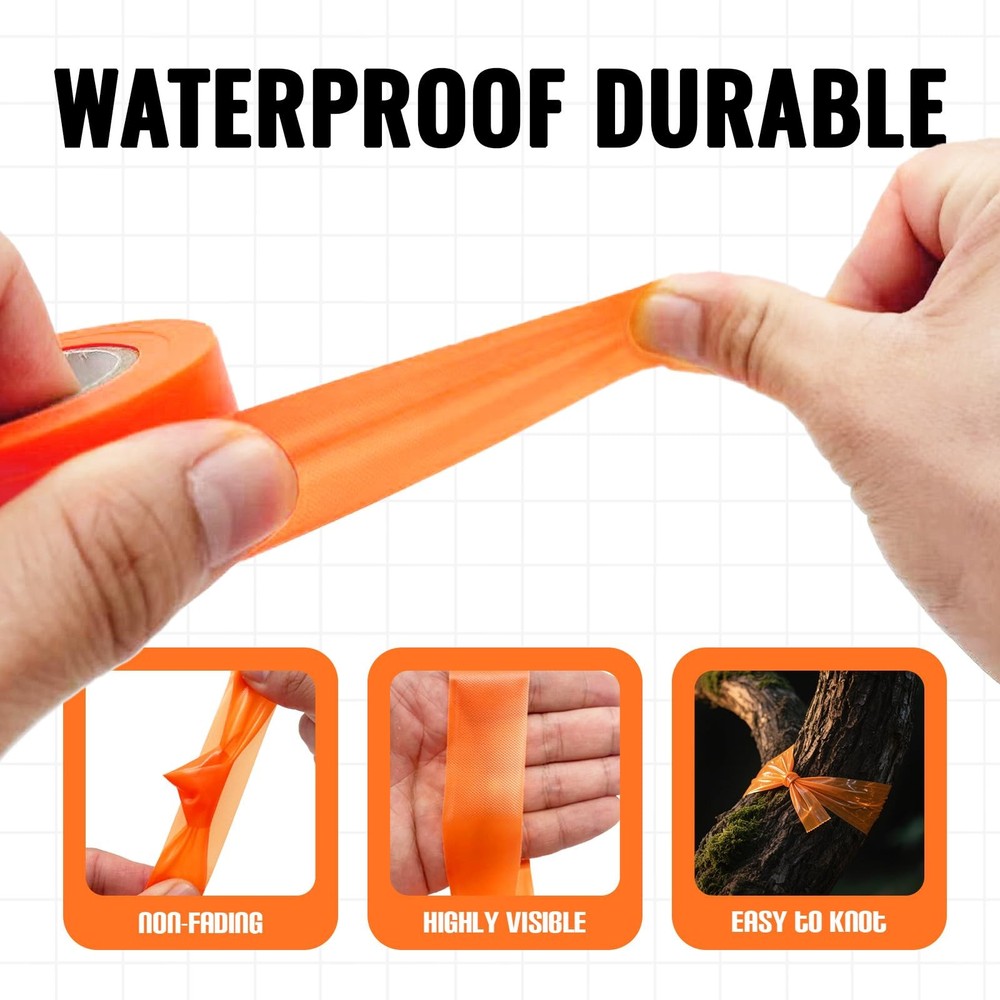 Yesmirrorcom 7 Pack Orange Flagging Tape, 1IN WIDE,100FT LONG,
